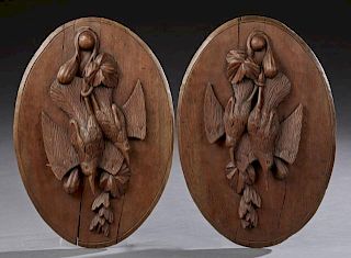 Pair of Continental Carved Mahogany Natur Morte Re