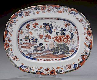 English Ironstone Oval Meat Platter, 19th c., in t