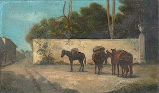 Elena Hernandez, "Street Scene with Horses," 1875,