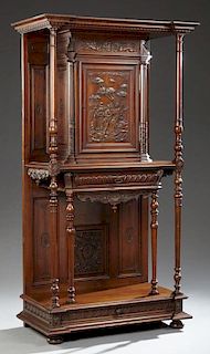 French Henri II Style Carved Walnut Cabinet on Sta
