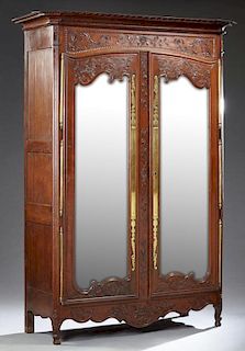 Louis XV Style Carved Oak Armoire, c. 1850, the st