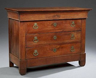 French Restoration Carved Cherry Commode, 19th c.,