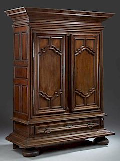 French Louis XIII Style Carved Walnut Armoire, lat
