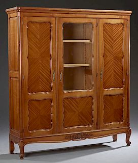 French Louis XV Style Carved Cherry Bookcase, 20th