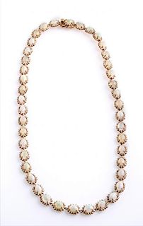 14K Rose Gold Link Necklace, each of the forty-two