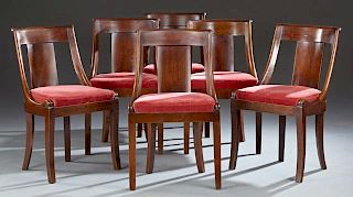 Set of Six French Empire Carved Mahogany Dining Ch