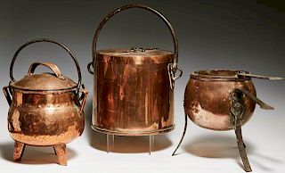 Three Pieces of French Provincial Copper Cookware,