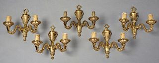 Set of Five French Louis XVI Style Gilt Bronze Two