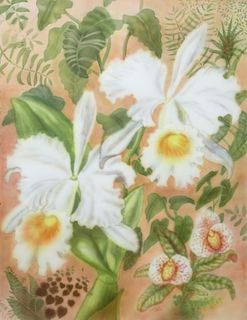 S. Rich, "Flowering Garden," 20th c., watercolor,