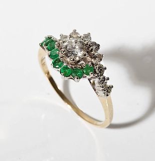 1.0 CTW Diamond & Emerald Ring