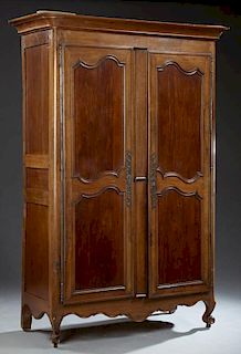 French Louis XV Style Carved Walnut Armoire, mid 1