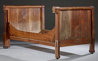 Pair of Louis Philippe Carved Walnut Sleigh Beds,