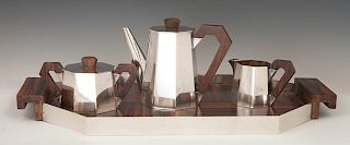 French Art Deco Four Piece Silverplated Coffee Set