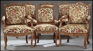 Six Piece French Louis XV Style Parcel Gilt Carved