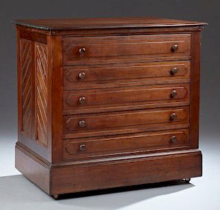 American Carved Mahogany Map Chest, early 20th c.,