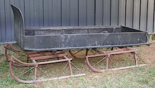 late 19th c two seat sleigh, 2 sets of runners, removable seats, length 7' 10ﾔ