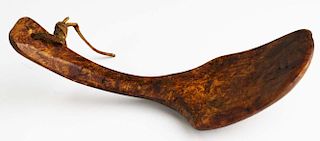 early 19th c hand carved burl ash butter paddle, probably Western New York, possibly Native American, length 7.5ﾔ