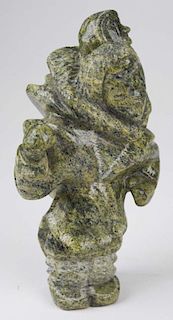 late 20th c Inuit soapstone carving signed Adamie Sharky, ht 9.5ﾔ
