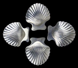 Tiffany & Co sterling silver scallop shell salt dishes. 4.4 troy oz.