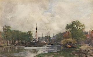 Johan Hendrick Von Mastenbroek, (Dutch, 1875-1945), River Scene, 1903