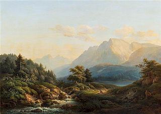 * Eduard Hildebrandt, (German, 1818–1869), Untitled (Mountain Scene with Lake)