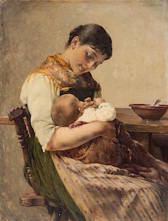 Attributed to Georgios Jakobides, (Greek, 1853-1932), Maternal Affection