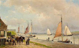 Cornelis Christiaan Dommelshuizen, (Dutch, 1842-1928), Ingang der haven te den helder, Holland, 1907