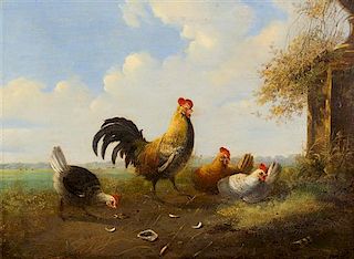 Albertus Verhoesen, (Dutch, 1806-1881), Chickens, 1853