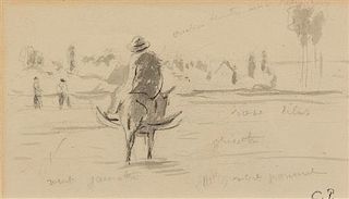 * Camille Pissarro, (French, 1830-1903), Untitled (Farmer on Steed)