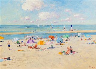 Niek van der Plas, (Dutch, b. 1954), Beach Scene
