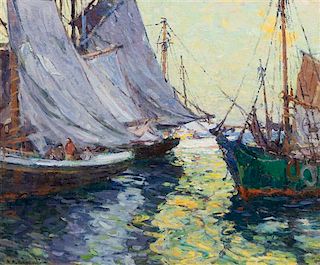Harry Aiken Vincent, (American, 1864-1931), Boats, Gloucester Harbor