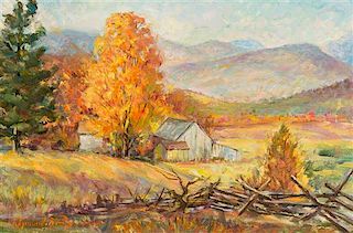 Raymond Pease, (American, b. 1908), Autumn Farm Landscape