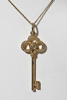 18K & Diamond Tiffany Key Necklace