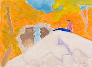 Sally Michel Avery, (American, 1902–2003), Landscape with Figure, 1983