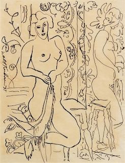 Walt Kuhn, (American, 1877-1949), Nude with Mirror, 1937