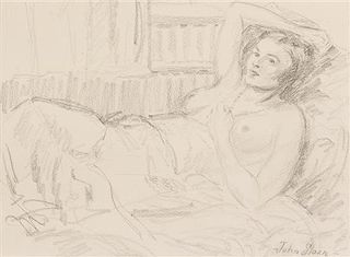 John Sloan, (American, 1871-1951), Reclining Nude with Necklace
