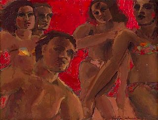Lester F. Johnson, (American, 1919-2010), Tribute to Delacroix, 1994