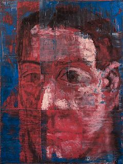 Aaron Fink, (American, b. 1955), Red Face, Blue Background, 1988