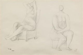 * Francisco Zuniga, (Mexican, 1912-1998), Two Seated Figures, 1960-63