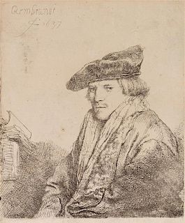 Rembrandt van Rijn, (Dutch 1606-1669), A Young Man in a Velvet Cap (Portrait of Ferdinand Bol), 1637