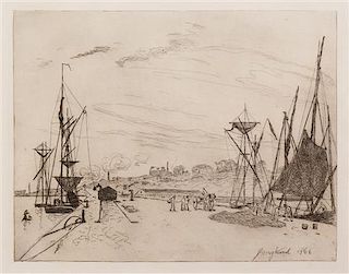 Johan Barthold Jongkind, (Dutch, 1819-1891), Vue du Port au Chemin de fers a Honfleurs, 1866
