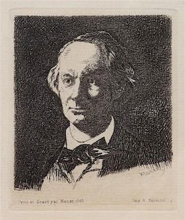 Edouard Manet, (French, 1832-1883), Portrait Charles Baudelaire, de face