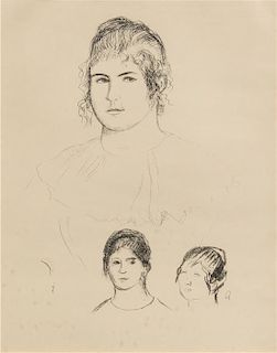 Pierre-Auguste Renoir, (French, 1814-1919), Jeune fille en buste et etudes de tetes (ou Gabrielle), c. 1903