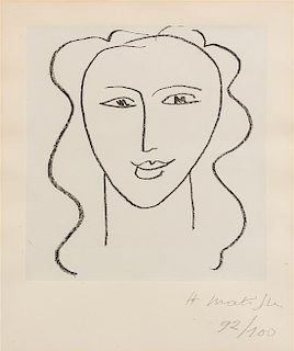 Henri Matisse, (French, 1869-1954), Etude pour Visage-La Vierge, Chapelle de Vence, 1950-51