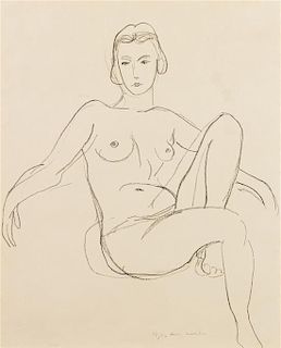 * Henri Matisse, (French, 1869-1954), Nu Assis, bras etendus, 1925
