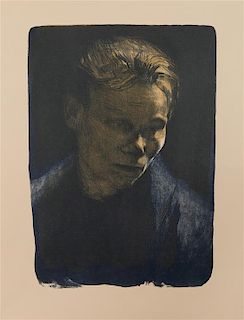 Kathe Kollwitz, (German, 1867-1945), Brustbild einer Arbeiterfrau mit blaumen Tuch