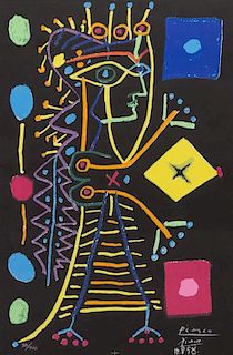 After Pablo Picasso, (Spanish, 1881-1973), Jacqueline, La Femme aux Des, 1958