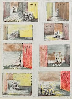 * Henry Moore, (British, 1898-1986), Figures in Settings, 1949