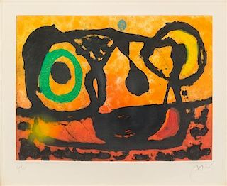 Joan Miro, (Spanish, 1893-1983), Tete au soleil couchant, 1967