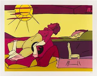 Valerio Adami, (Italian, b. 1935), Reclining in the Sun